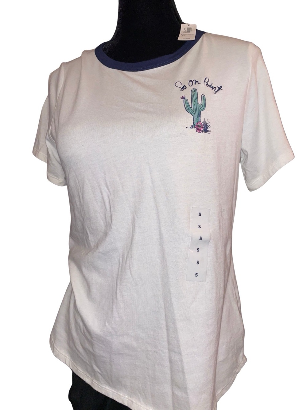 Old Navy White Tee with Cactus Embroidery